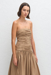 Strapless Drop Waist Dress - Stone - Matteau